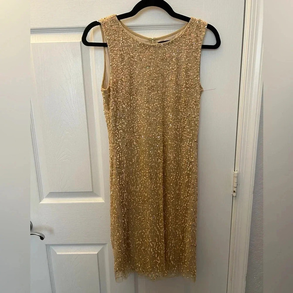 aidan mattox gold sequin dress - Picture 1 of 4